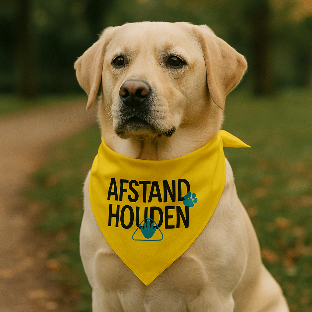 Gele honden bandana - Afstand houden
