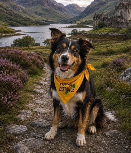 Gele honden bandana - Afstand houden
