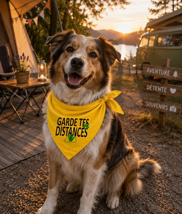 Gele honden bandana - Afstand houden