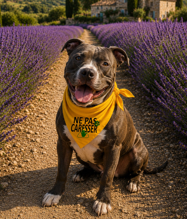 Gele honden bandana - NIET AAIEN (Hand)