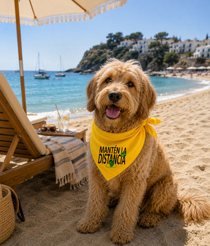 Gele honden bandana - Afstand houden