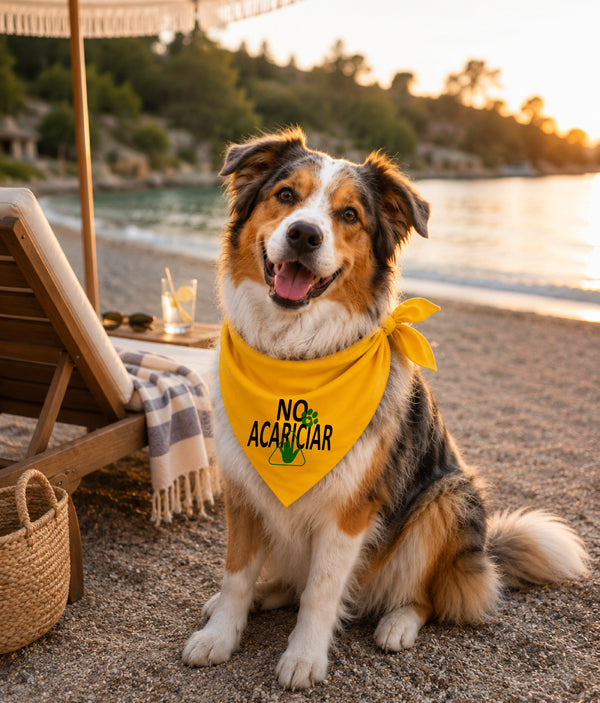 Gele honden bandana - NIET AAIEN (Hand)